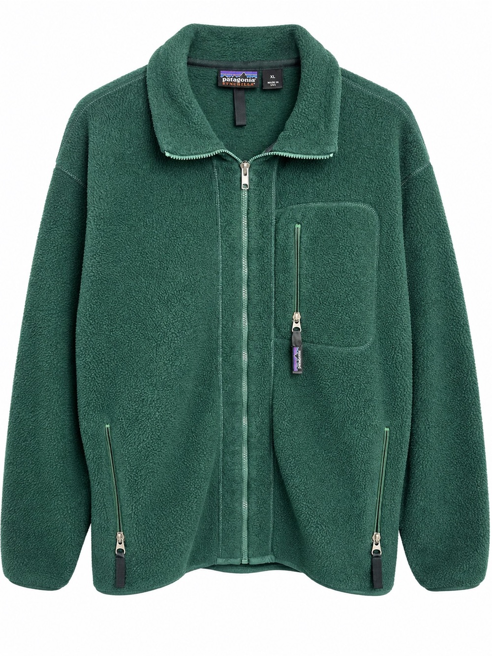 Patagonia Synchilla Fleece Jacket Mens XL Hunter Green Full Zip Vintage USA Made